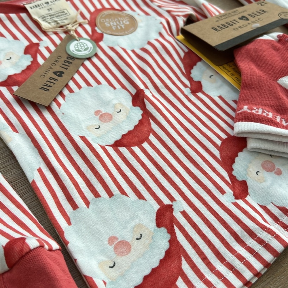🎄Rabbit + Bear Toddler Boy Girl Organic Cotton Pajama Set 18 month 3T - Picture 5 of 6